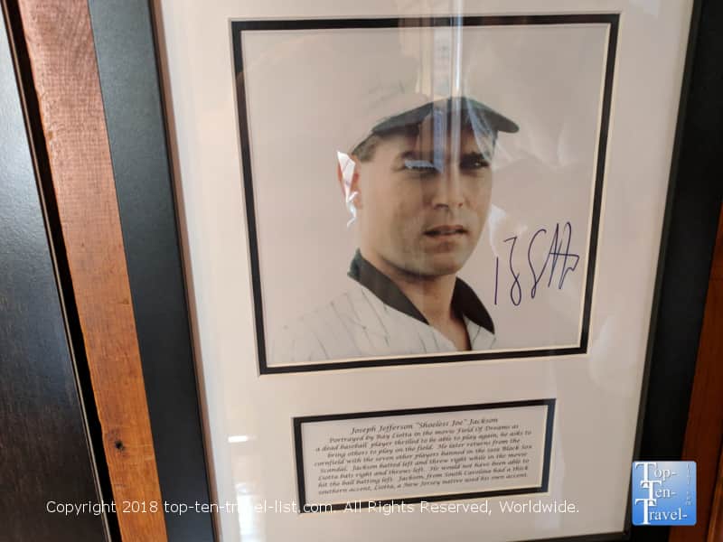 Field of Dreams memorabilia at Shoeless Joe Jackson museum in Greenville, South Carolina