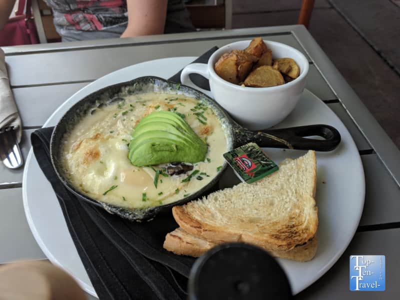 Amazing Cast Iron Baked eggs at the Hotel Congress Cup Cafe in Tucson, Arizona