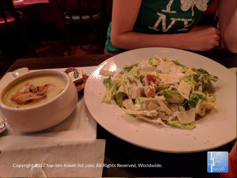 Irish Leek soup and a Caesar salad at Ri Ra Irish pub in Vegas