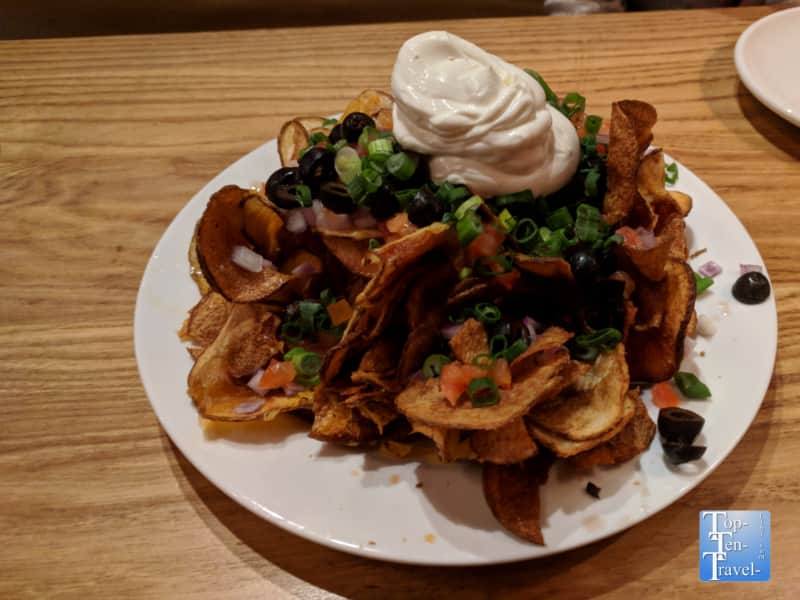 Delicious nachos at Kells Irish Pub in Portland, Oregon