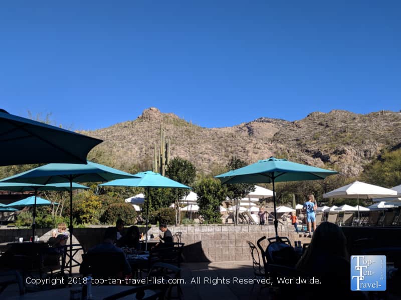 Outdoor patio at Canyon Cafe at Loews Ventana Canyon resort in Tucson, Arizona