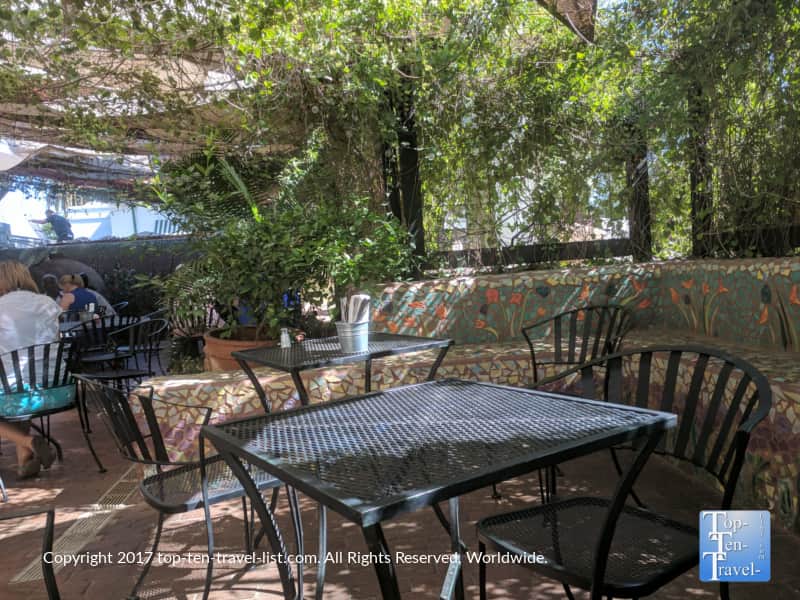 Pretty garden patio at Cafe a la C'Art in Tucson
