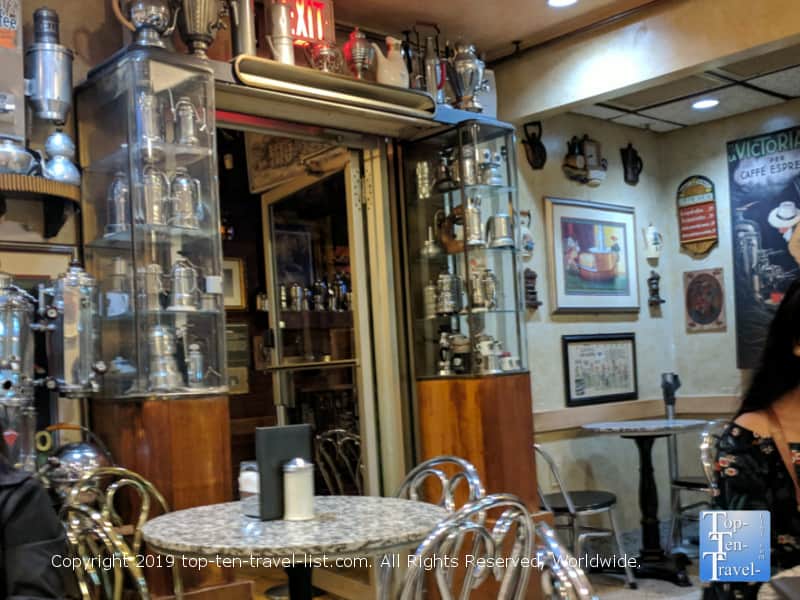Charming setting at Cafe Vittoria in downtown Boston