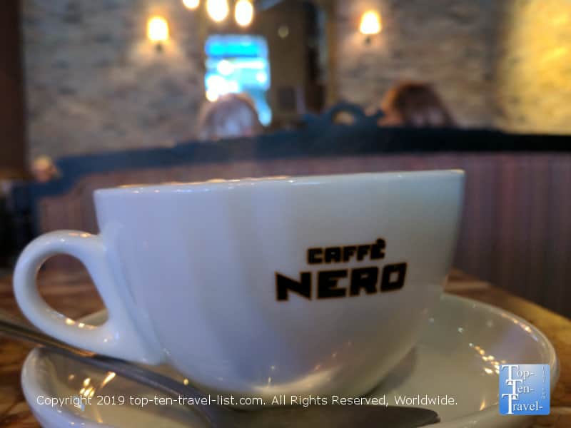Coffee at Caffe Nero in Boston, MA