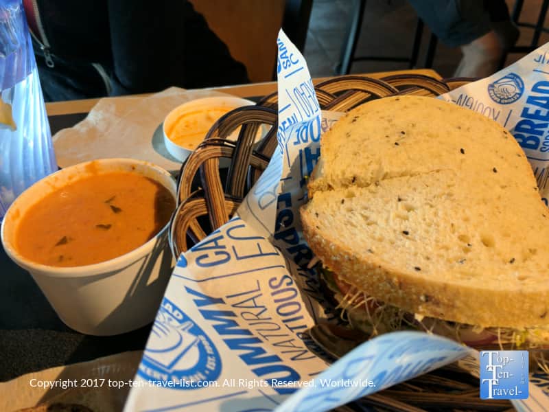Sandwich and soup at Beyond Bread in Tucson, Arizona