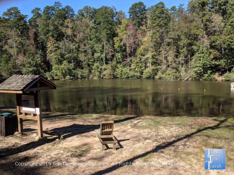 Tranquil scenery on the Lake trail at Paris Mountain State Park 