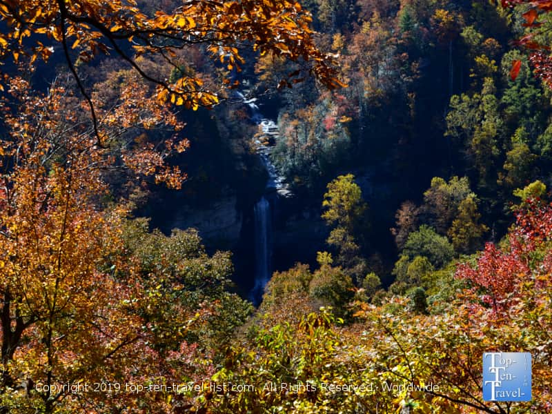Raven Cliff falls waterfall at Caesars Head State Park in Upstate South Carolina
