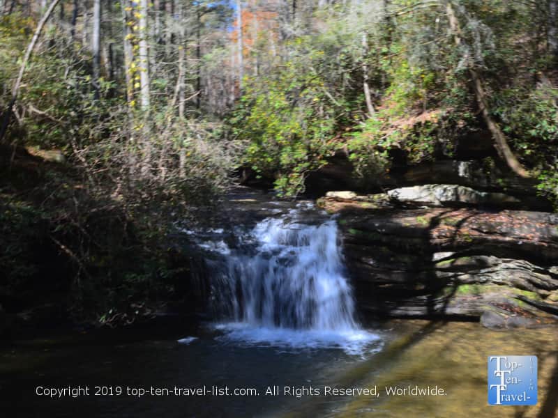 Small waterfall along the Carrick Creek nature trail in Upstate, South Carolina 