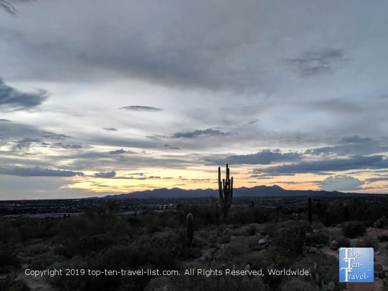 Sunset along the Linda Vista hiking trail in Tucson, Arizona