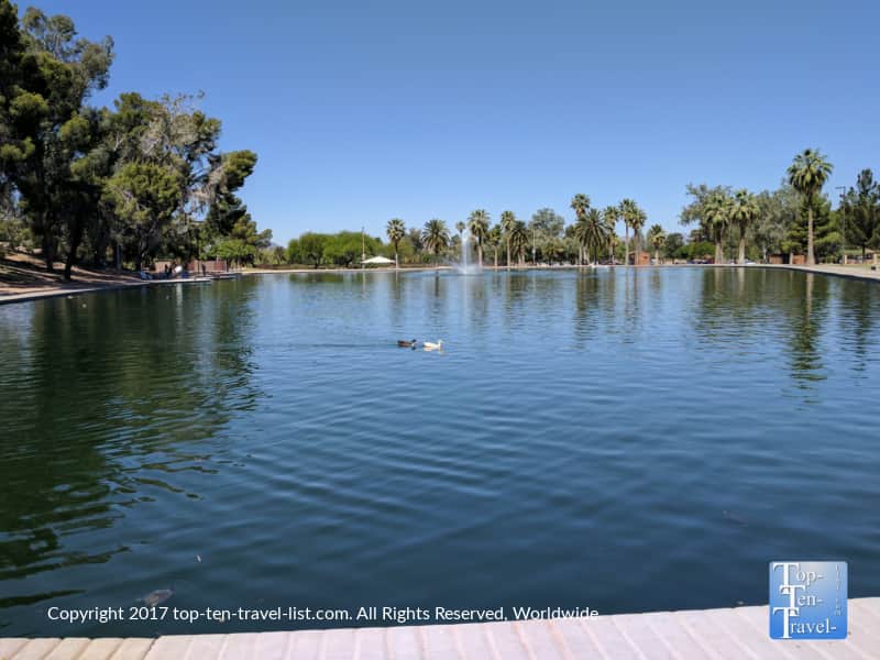 Gorgeous landscaped pond at Reid Park in Tucson, Arizona