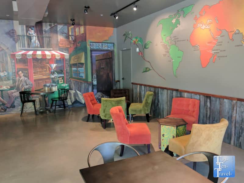 Colorful seating at Savaya Coffee Oro Valley