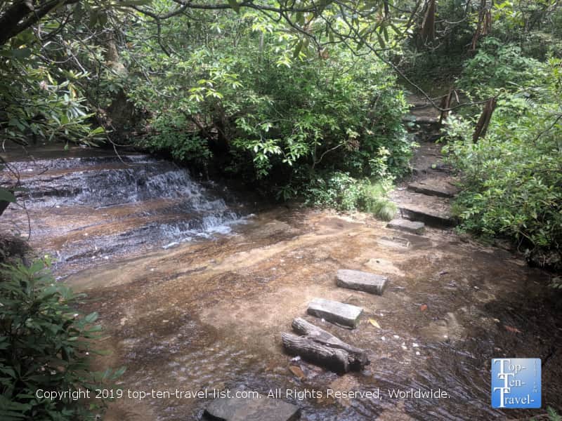 Peaceful creek crossing along the Yellow Branch falls trail in Upstate South Carolina