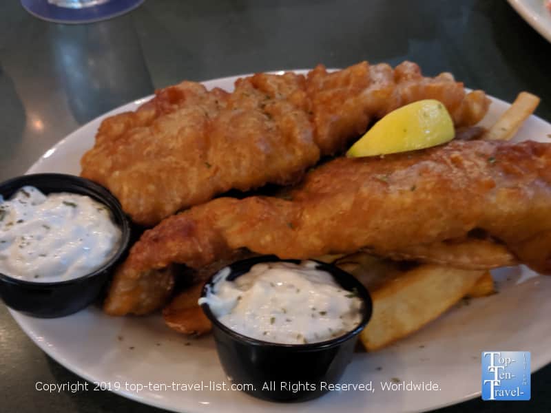 Fish and chips at Delaney's Irish Pub