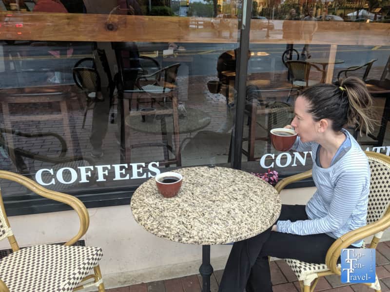 Patio at Little River Coffee in downtown Spartanburg, South Carolina