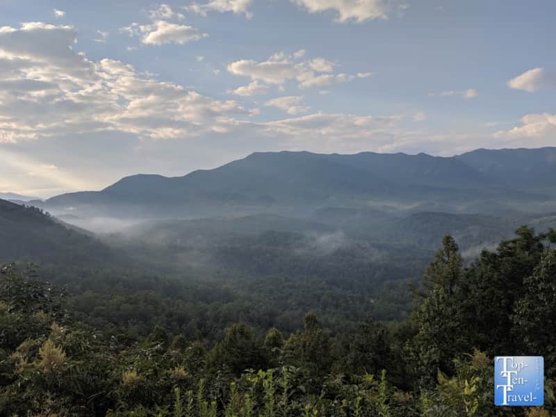 Beautiful overlook of the Smoky Mountains along the Foothills Parkway