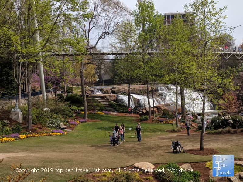 A beautiful spring day at Falls Park in Greenville, South Carolina
