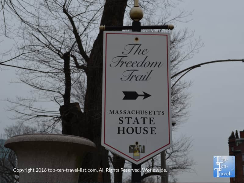The Freedom trail sign in Boston