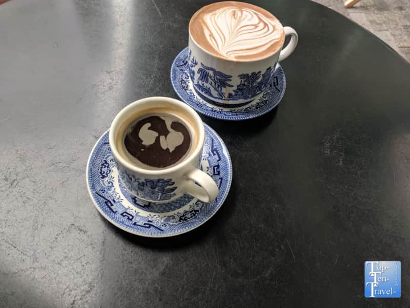 Mocha and Americano at Methodical Coffee in Greenville, South Carolina