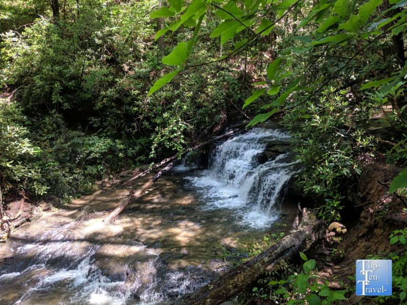 Waterfall along the Natural Bridge trail at Keowee-Toxaway State Park in Upstate SC