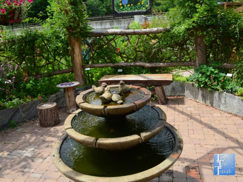 Pretty fountain at the Lake Lure flowering bridge in North Carolina