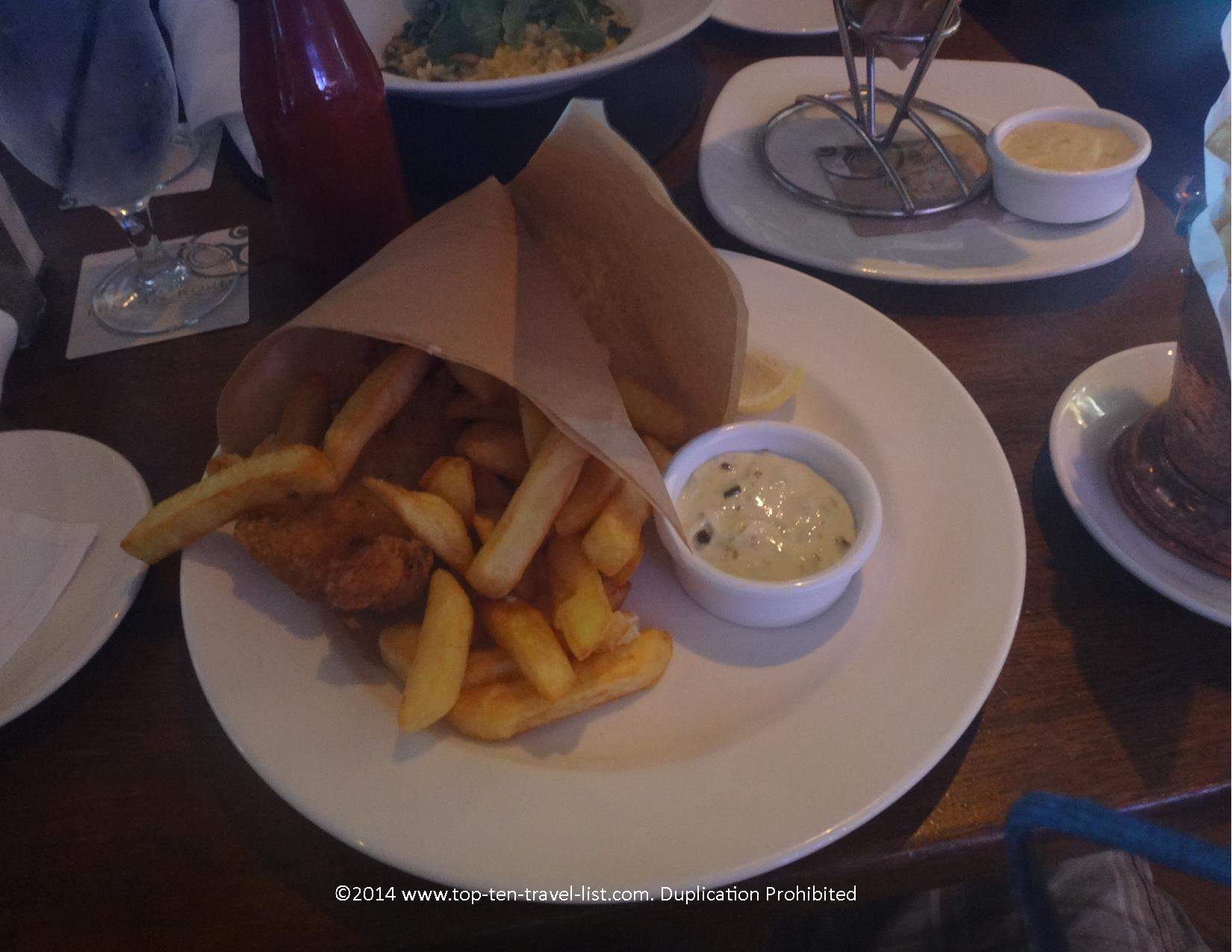 Fish and chips at Raglan Road at Disney Springs in Orlando