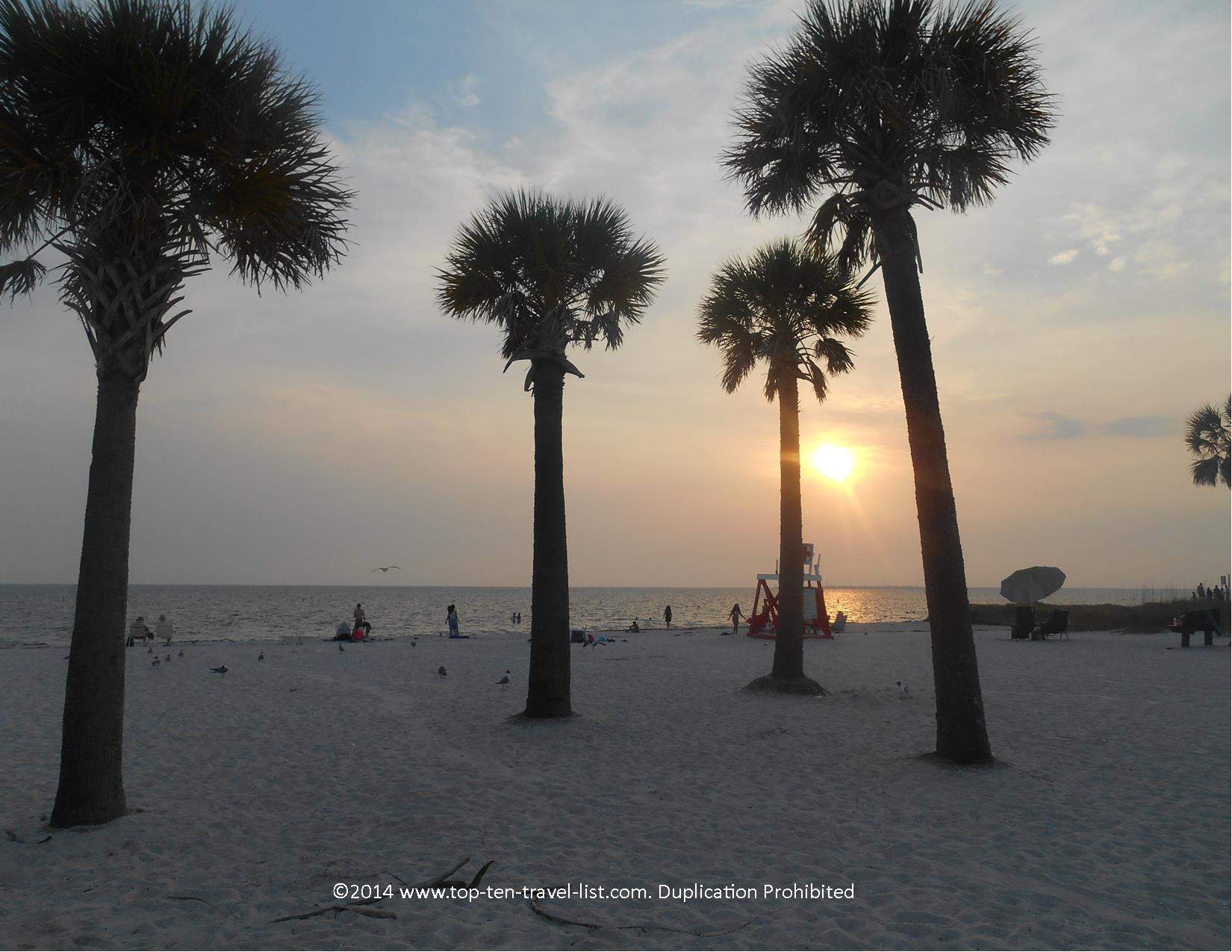 Beautiful sunset at Fred Howard Beach in Tarpon Springs, Florida