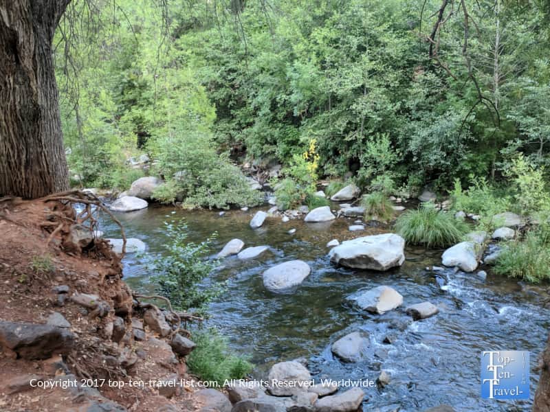 Serene creek views along Oak Creek Canyon in Sedona, Arizona 