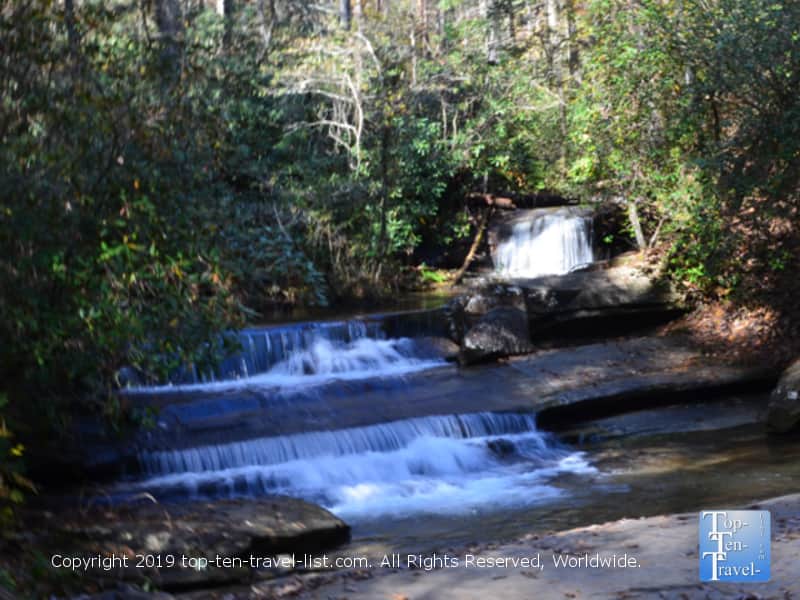 Small waterfall along the Carrick Creek Nature trail at Table Rock State Park in Upstate South Carolina