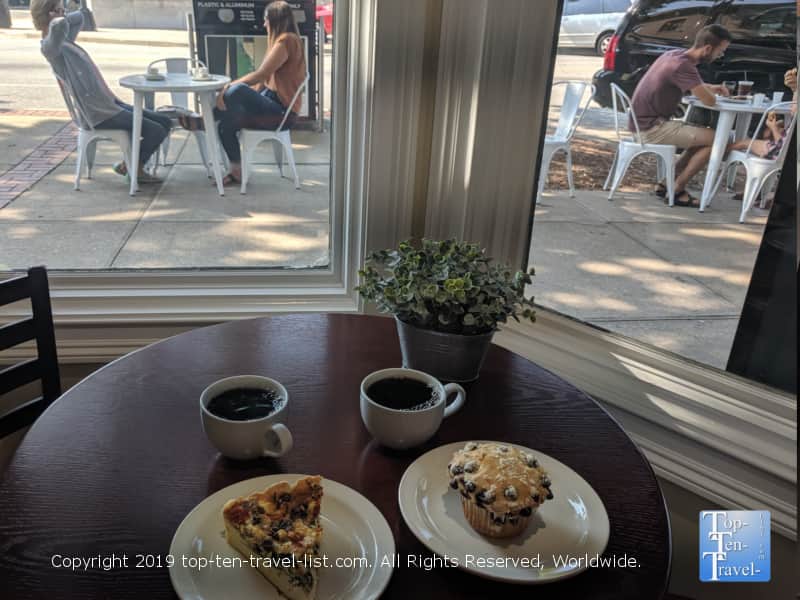 Quiche and a muffin at Old Europe in Greenville, South Carolina