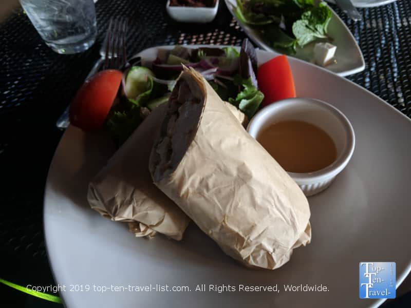 Fresh healthy wrap at Pomegranate on Main in Greenville, SC