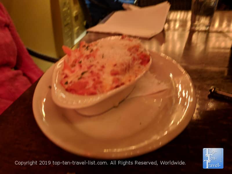 Baked ziti at Vinnie's Italian restaurant in Asheville, North Carolina