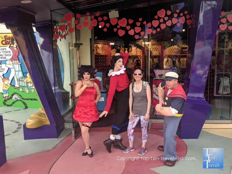 Popeye characters at Universal Studios in Orlando, Florida
