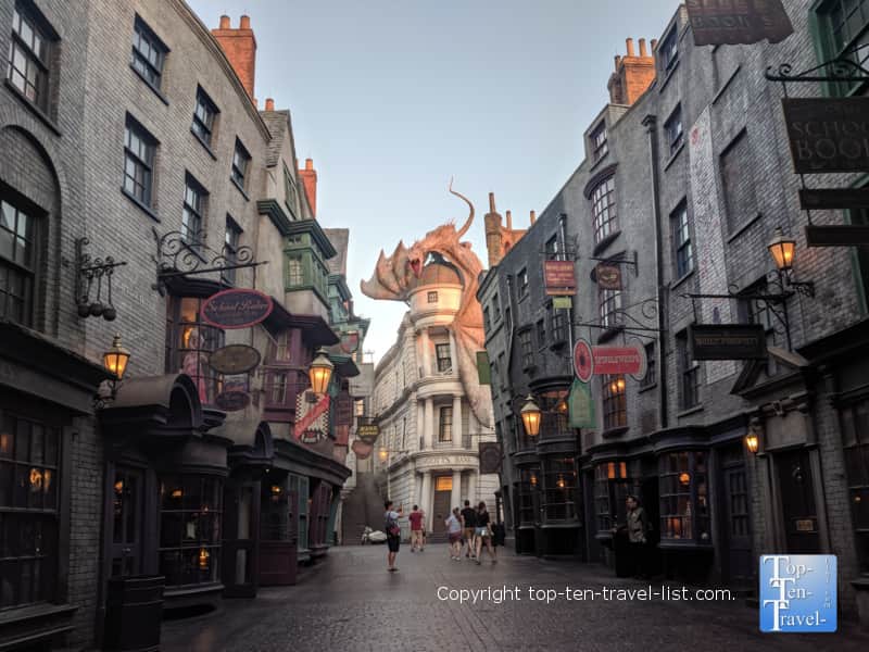 Diagon Alley at The Wizarding World of Harry Potter at Universal Studios in Orlando, Florida