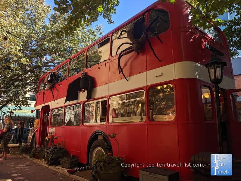 Double decker coffee bus in Asheville, North Carolina