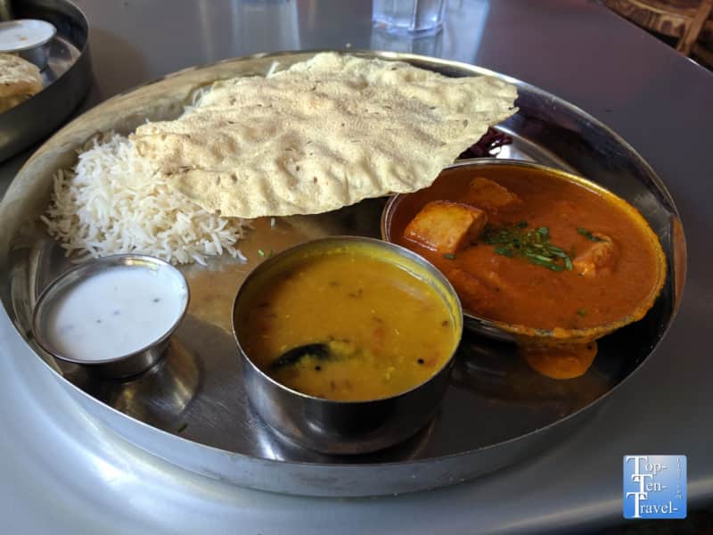 Veggie Thali at Chai Pani in Asheville, North Carolina 