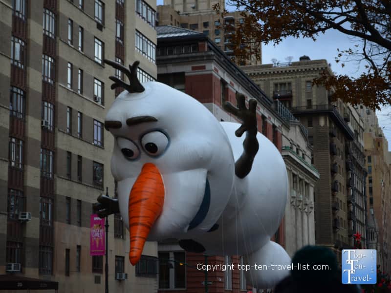 Olaf Frozen balloon at the Macy's Thanksgiving Day Parade 