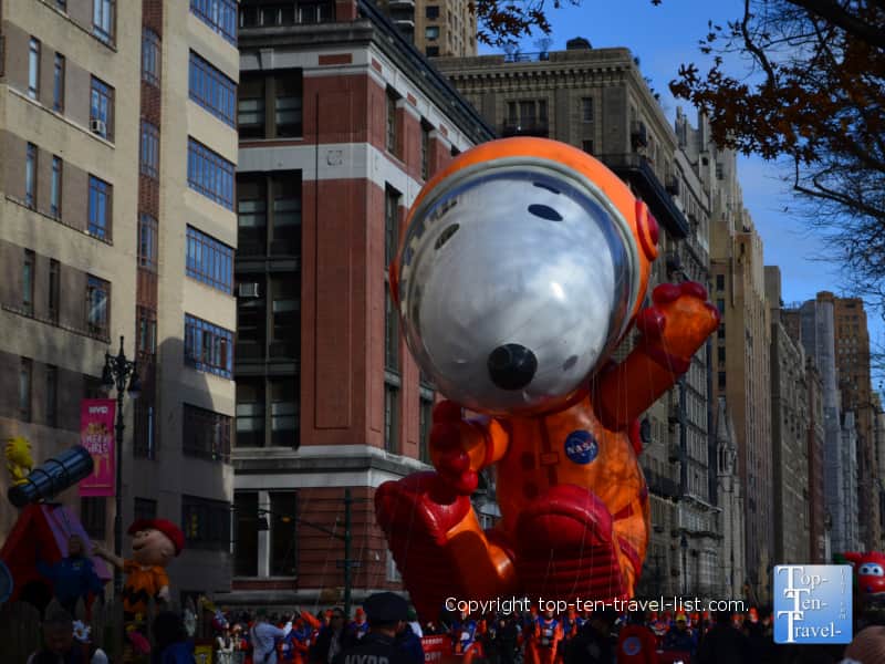 The iconic Snoopy balloon in the Macy's Thanksgiving Day Parade