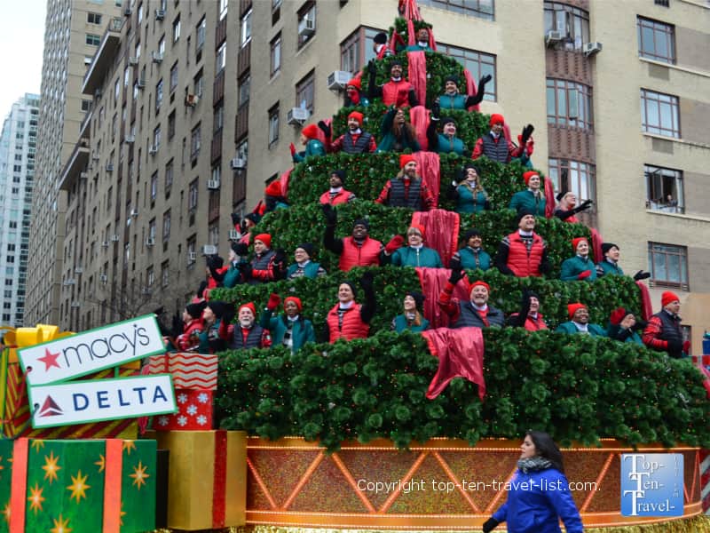 Festive tree float in the Macy's Thanksgiving Day Parade 