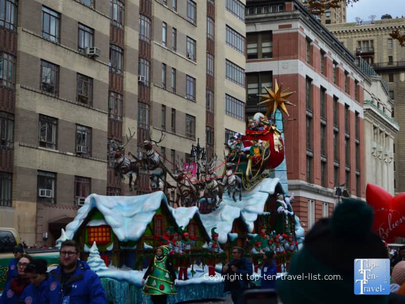 Santa arriving at the Macy's Thanksgiving Day Parade