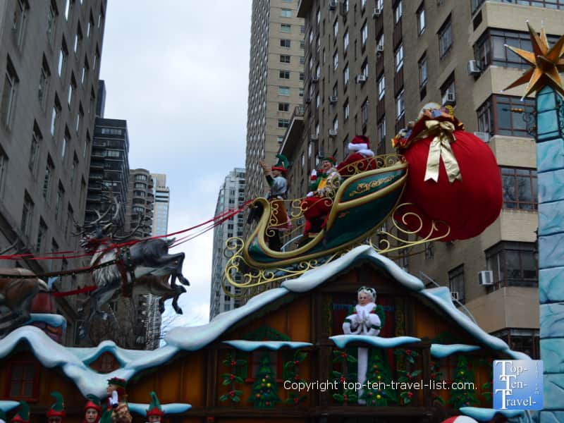 Santa's arrival at the end of the Macy's Thanksgiving Day Parade 