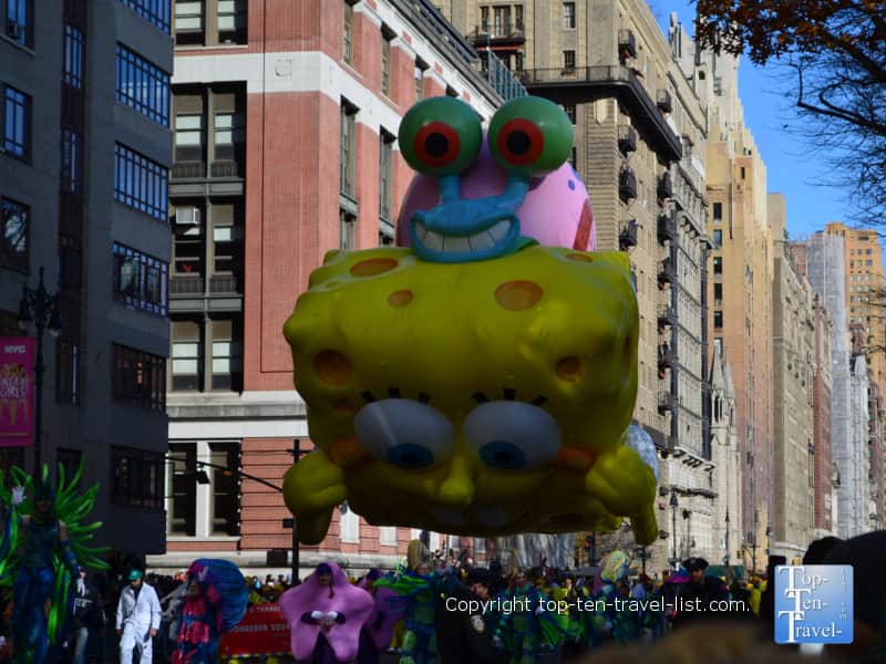 Spongebob balloon in the Macy's Thanksgiving Day Parade 