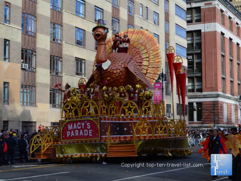 Turkey float in Macy's Thanksgiving Day Parade in NYC