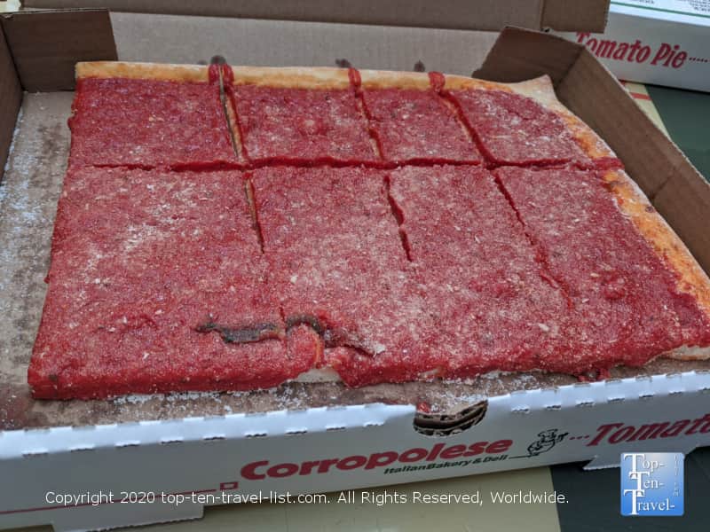 The best tomato pie at Corropolese Italian Bakery in Norristown, PA