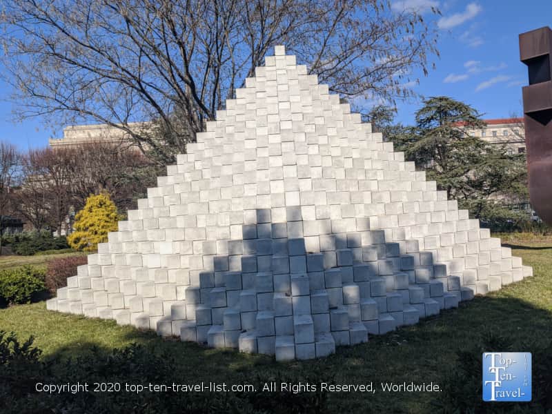 Four sided pyramid sculpture at the National Gallery of Art in Washington D.C.