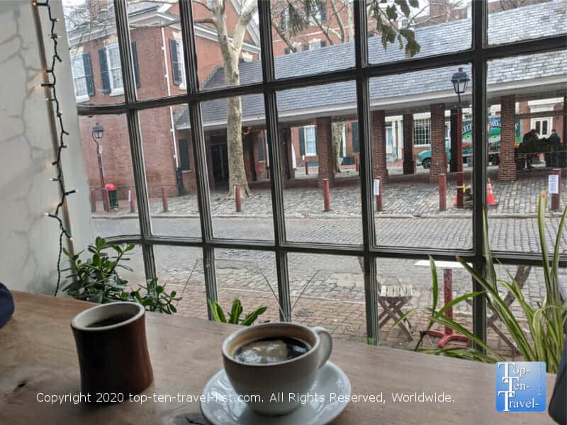 Fantastic coffee and a nice historic vibe at Bodhi Coffee in the Society Hill neighborhood of Philadelphia 