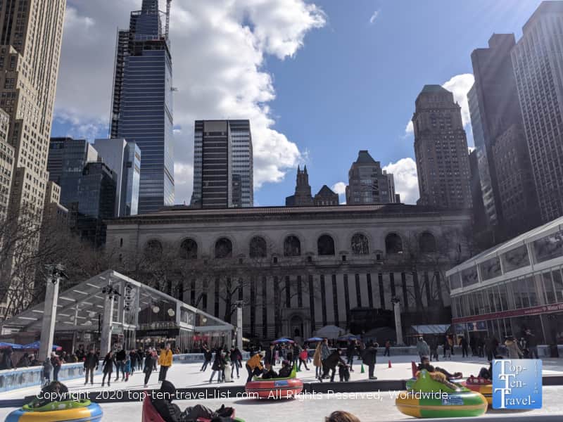 Free ice skating at Bryant Park in New York City 