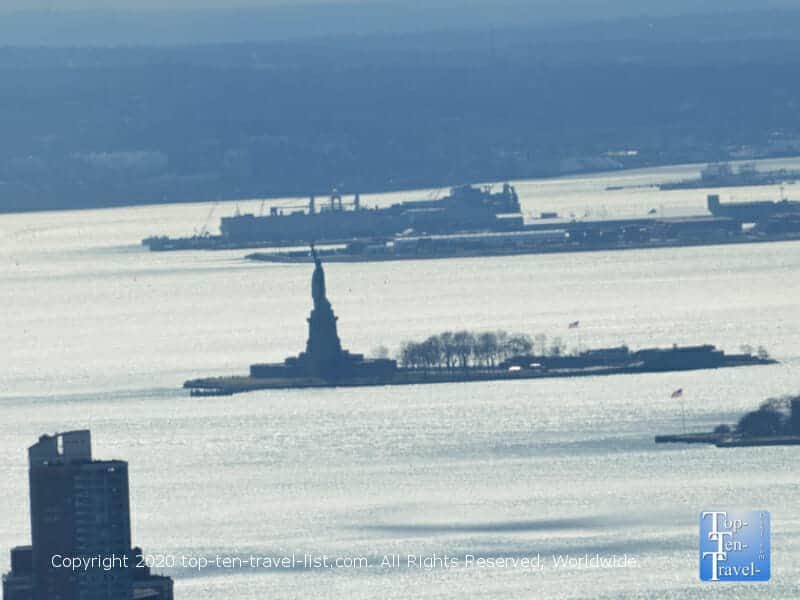 View of the Statue of Liberty from the Empire State Building in NYC