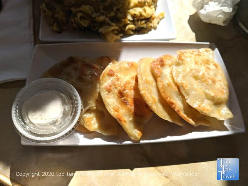 Cheddar and broccoli perogies at The Perogie Kitchen in Philadelphia
