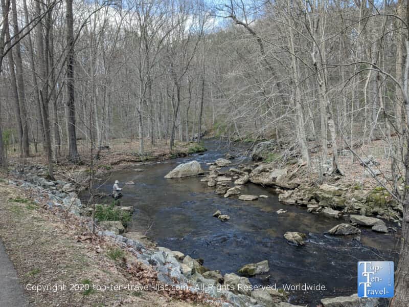 Picturesque creek scenery at Ridley Creek State Park in Media, PA