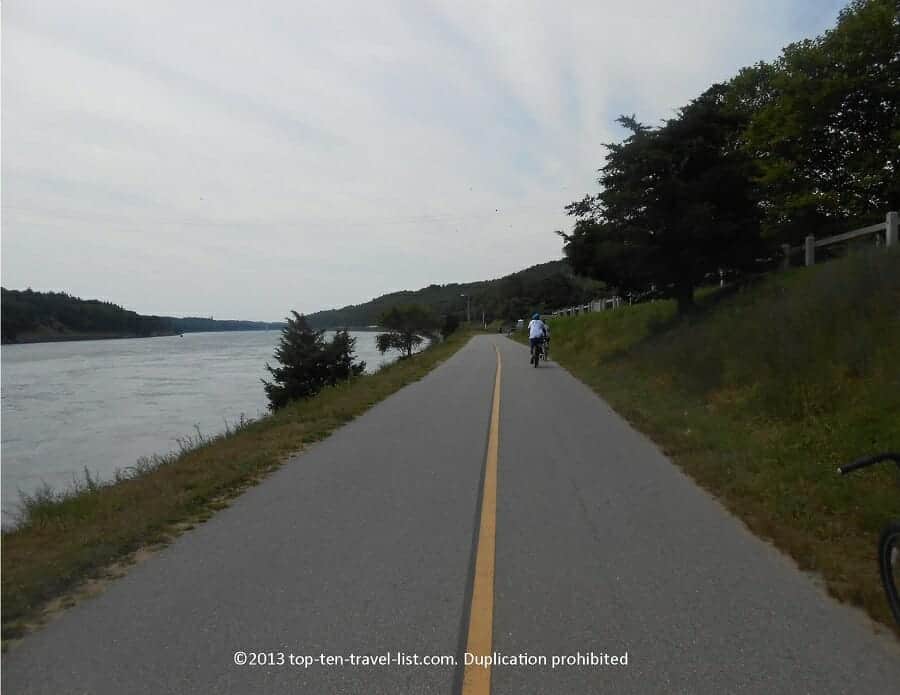 The beautiful Cape Cod Canal bike path in Buzzards Bay Massachusetts